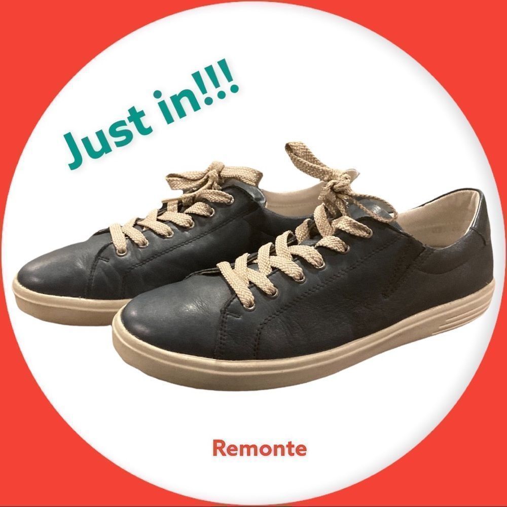 Remonte blue sneakers with silver glitter shoelaces possibly leather size 38
